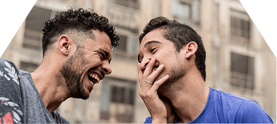 two man laughing in partial hospitalization program