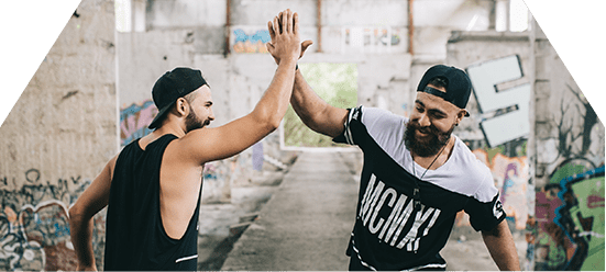 two men high-fiving