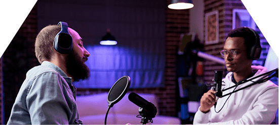 two men recording a podcast