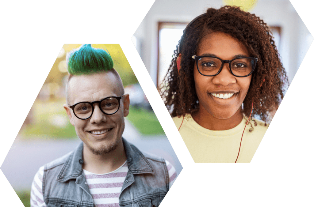 two people smiling