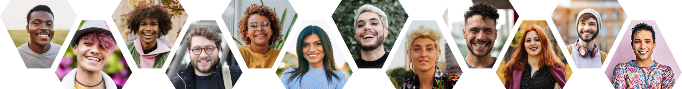 footer with individual pictures of smiling people