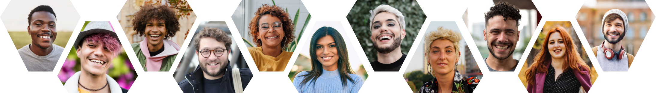 footer with individual pictures of smiling people