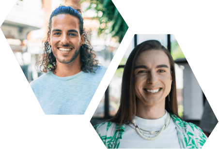 two people smiling in small images