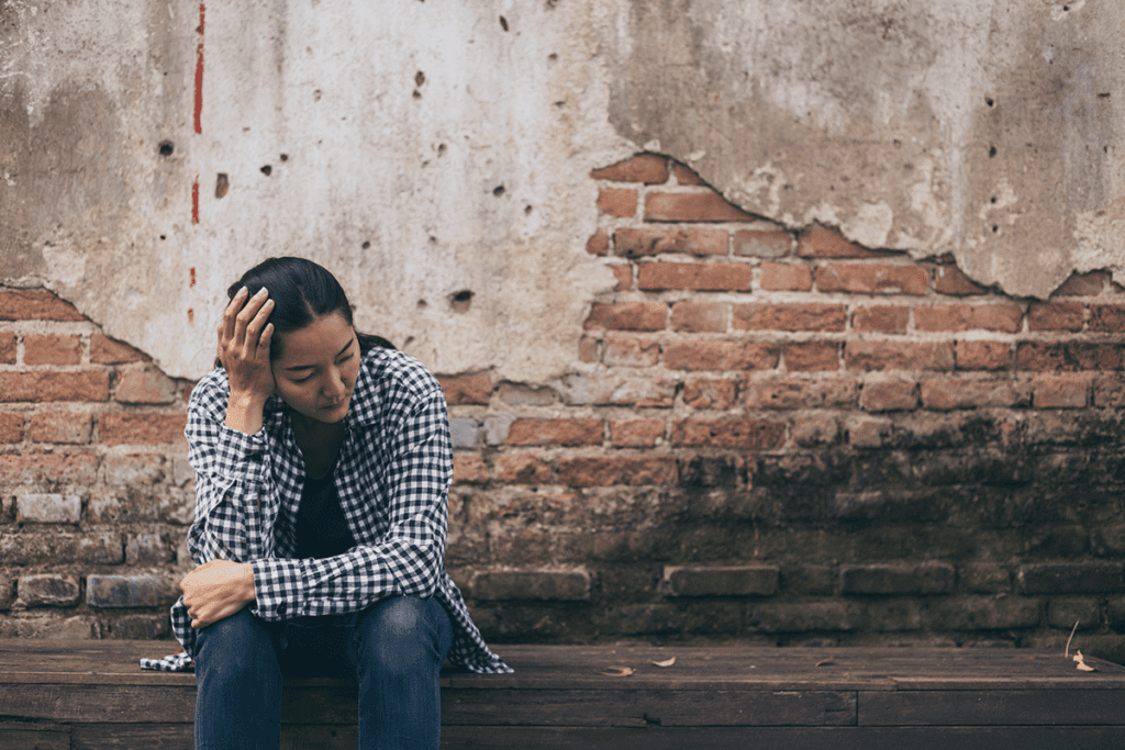 a woman struggles to conceal the signs of her benzo abuse